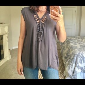 Flowy Cut Out Sleeveless Top